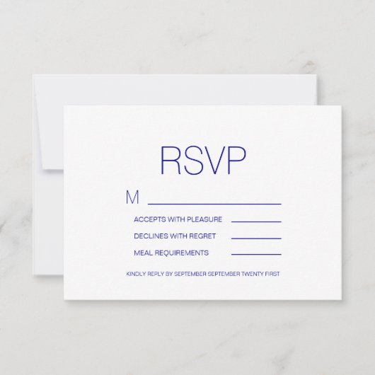Navy Blue Boho Floral Wedding RSVP Kaartje (Voorkant)
