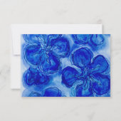 Navy Blue Boho Floral Wedding RSVP Kaartje (Achterkant)