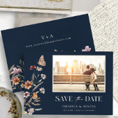 Navy Blue Boho foto slaat de datum op Save The Date