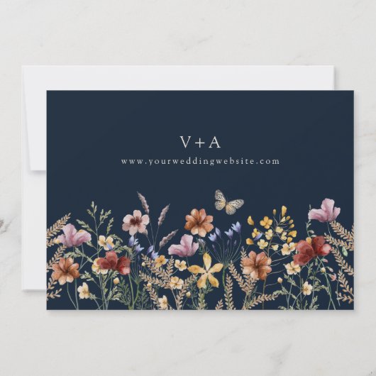 Navy Blue Boho foto slaat de datum op Save The Date (Achterkant)