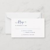 Navy Blue Boho Stylish Script RSVP Wedding Notitiekaartje (Voorkant)