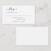 Navy Blue Boho Stylish Script RSVP Wedding Notitiekaartje (Voorkant / Achterkant)