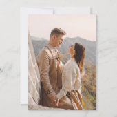 Navy Blue Boho Waterverf Berg Foto Bruiloft Kaart (Achterkant)