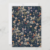 Navy Blue Boho Wedding Invitation Kaart (Achterkant)