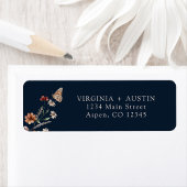 Navy Blue Boho Wedding Return Label