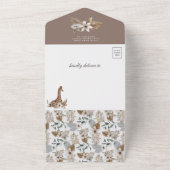 Navy Blue Boho Wild Safari Giraffe Baby shower All In One Uitnodiging (Buitenkant)