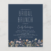 Navy Blue Boho Wildflower Bruids Brunch Shower Flyer (Voorkant)