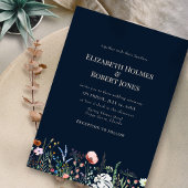 Navy Blue Boho Wildflower bruiloft uitnodiging