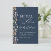 Navy Blue Boho Wildflower Vrijgezellenfeest Elegan Kaart (Staand voorkant)