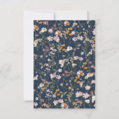 Navy Blue Boho Wildflower Vrijgezellenfeest Kaart (Achterkant)
