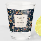 Navy Blue Boho Wildflower Wedding Shot Glas