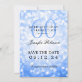 Navy Blue Bokeh 60e verjaardag Save the Date Kaart (Voorkant)