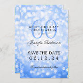 Navy Blue Bokeh 60e verjaardag Save the Date Kaart (Voorkant / Achterkant)