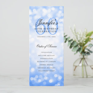 Navy Blue Bokeh 60e Verjaardagsprogramma w / Menu Kaart