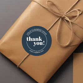 Navy Blue Bold Business Bedankt Ronde Sticker