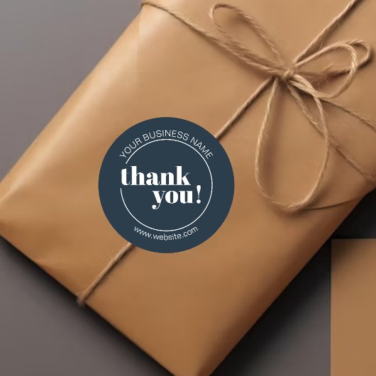 Navy Blue Bold Business Bedankt Ronde Sticker