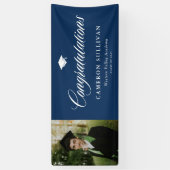 Navy Blue Bold Calligraphy Foto Afstuderen Spandoek (Verticaal)