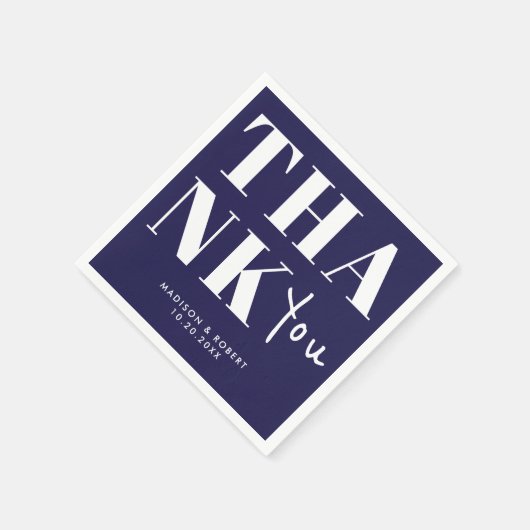 Navy Blue Bold Minimalist Dank u bruiloft Servet (Hoek)