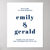Navy Blue Bold Retro Typografie Weddenschap Welkom Poster (Voorkant)