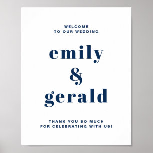 Navy Blue Bold Retro Typografie Weddenschap Welkom Poster