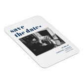 Navy Blue Bold Typografie Foto Save the Date Magneet (Rechterzijde)