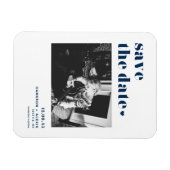 Navy Blue Bold Typografie Foto Save the Date Magneet (Horizontaal)