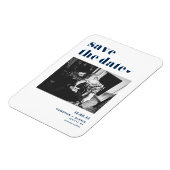Navy Blue Bold Typografie Foto Save the Date Magneet (Linkerzijde)