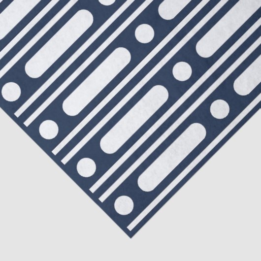 Navy Blue Bone Inlay Border Dots Decoupage Paper Tissuepapier (Detail)