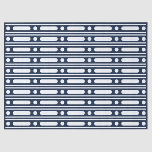 Navy Blue Bone Inlay Border Dots Decoupage Paper Tissuepapier (Voorkant)