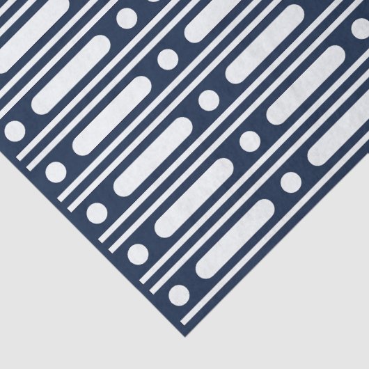 Navy Blue Bone Inlay Border Dots Decoupage Paper Tissuepapier (Detail)