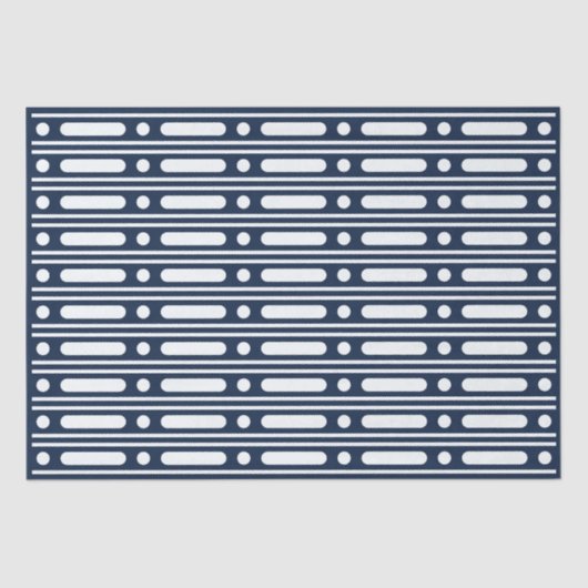 Navy Blue Bone Inlay Border Dots Decoupage Paper Tissuepapier (Voorkant)