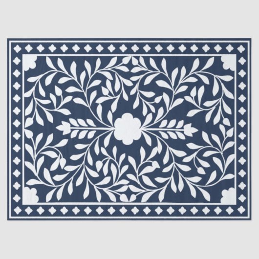 Navy Blue Bone Inlay Decoupage Paper Tissuepapier (Voorkant)