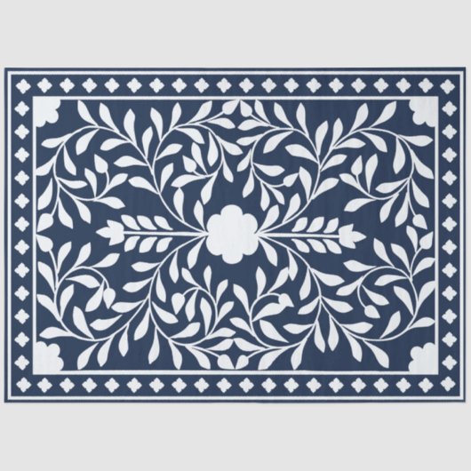 Navy Blue Bone Inlay Decoupage Paper Tissuepapier (Voorkant)