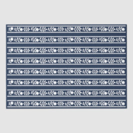 Navy Blue Bone Inlay Floral Border Decoupage Pape Tissuepapier