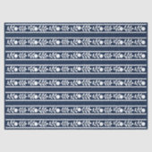 Navy Blue Bone Inlay Floral Border Decoupage Paper Tissuepapier (Voorkant)