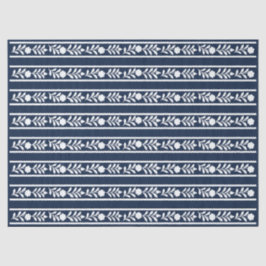 Navy Blue Bone Inlay Floral Border Decoupage Paper Tissuepapier