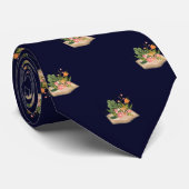 Navy Blue Book en Flowers Work & Afstuderen Gift Stropdas (Opgerold)