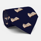 Navy Blue Book Lovers Work, Afstuderen Mannen Stropdas (Opgerold)