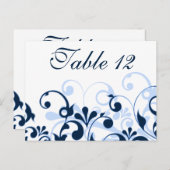 Navy Blue, Bord Blue, & Witte Trouwtafel Kaarten (Voorkant / Achterkant)