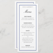 Navy Blue Border Elegante Wedding Menu Kaart (Voorkant / Achterkant)