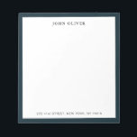 Navy blue border Formal Note pad Notitieblok<br><div class="desc">Gepersonaliseerd, Klassiek en elegant notitieblok met marineblauwe grens. U kunt de doopvont in om het even welke stijl of kleur van uw keus gemakkelijk veranderen door op "geef dit ontwerp sjabloon"vakjes op de rechterkant van het punt uit te klikken, of blauwe "pas het"knoop aan om de tekst te schikken, de...</div>