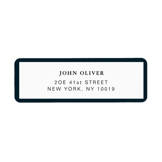 Navy blue border Formele return address Label (Voorkant)