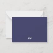 Navy Blue Border Minimalist Name Monogram Notitiekaartje (Achterkant)