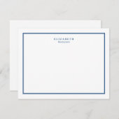Navy Blue Border Modern Eenvoudig Notitiekaartje (Voorkant / Achterkant)
