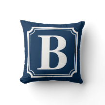 Navy Blue Border Monogram Kussen