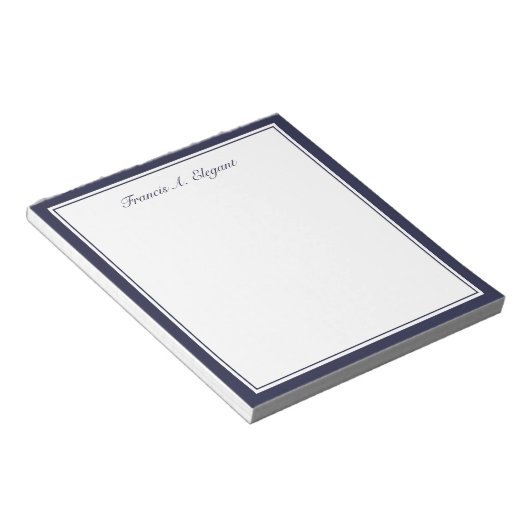 Navy Blue Border Personalised Note Pad Notitieblok (Schuin)