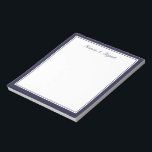 Navy Blue Border Personalised Note Pad Notitieblok<br><div class="desc">Navy blue double border gepersonaliseerde notitiepad, scripttekst.</div>