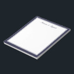 Navy Blue Border Personalised Note Pad Notitieblok<br><div class="desc">Navy blue double border gepersonaliseerde notitiepad,  scripttekst.</div>