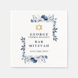 Navy Blue Botanical Bar Mitswa Bat Mitswa Servet