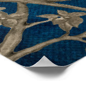 Navy Blue Botanical Chinoiserie Flower Wall Art Poster (Hoek)